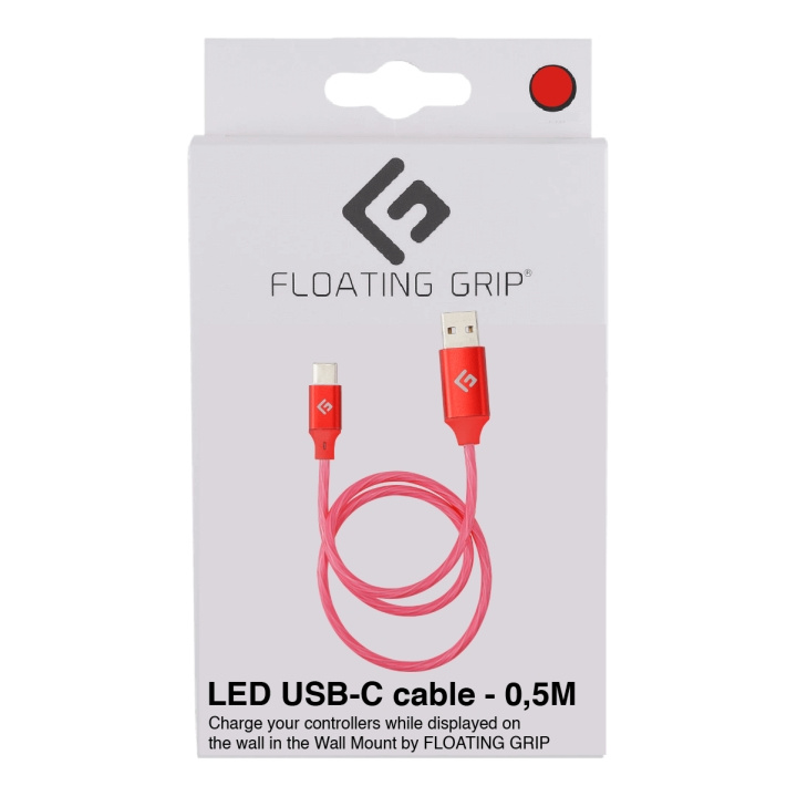 FLOATING GRIP 0,5M LED USB-C-kabel (rød) i gruppen Datautstyr / Kabler og adaptere / USB / USB-C hos TP E-commerce Nordic AB (D08486)