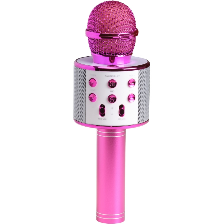 Denver Bluetooth Karaoke Microphone with built-in speaker. Pink in colour i gruppen Elektronikk / Lyd & Bilde / Håndholdte mikrofoner hos TP E-commerce Nordic AB (D09101)