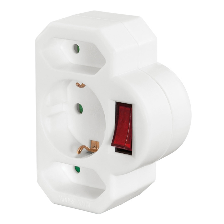 Hama Socket Adapter 3-way with Switch White i gruppen HJEM, HUS OG HAGE / El og belysning / Grenuttak hos TP E-commerce Nordic AB (D09252)