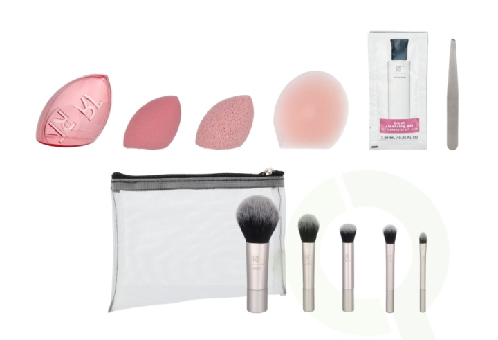 Real Techniques 12 Days Of Glow Advent Calendar 12 piece Cleansing Sponge/Complexion Sponge/Travel Sponge Cage/Mask Applicator/5 Brushes/Brush Cleanser Gel/Tweezers/Pouch i gruppen HELSE OG SKJØNNHET / Makeup / Verktøy og sminkesett / Børster og pensler hos TP E-commerce Nordic AB (D09464)