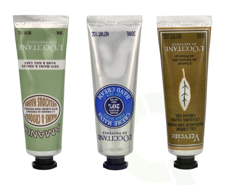 L\'Occitane Soft Hands Trio Set 90 ml Shea Hand Cream 30ml/Almond Hand Cream 30ml/Verbena Hand Cream 30ml i gruppen HELSE OG SKJØNNHET / Manikyr/pedikyr / Håndkrem hos TP E-commerce Nordic AB (D09521)