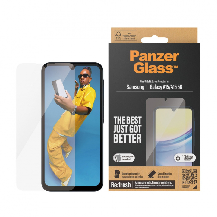 PanzerGlass Screen Protector Samsung Galaxy A15, Transparent i gruppen SMARTTELEFON & NETTBRETT / Mobilbeskyttelse / Samsung hos TP E-commerce Nordic AB (D10148)