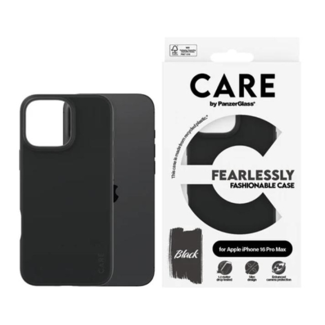 PanzerGlass CARE Fashionable Case for iPhone 16 Pro Max Black i gruppen SMARTTELEFON & NETTBRETT / Mobilbeskyttelse / Apple / iPhone 16 hos TP E-commerce Nordic AB (D10253)