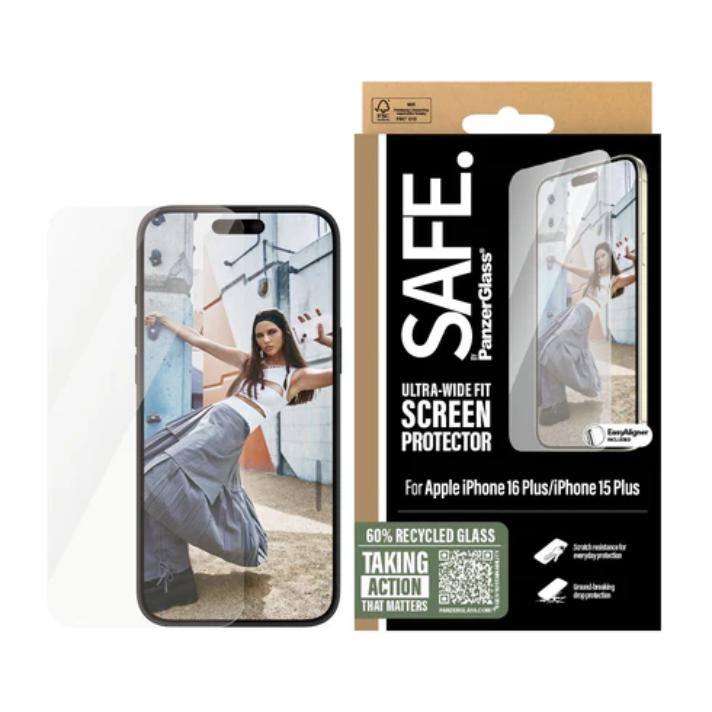 PanzerGlass SAFE. by PanzerGlass Apple iPhone 16 Plus, 15 Plus | Ultra-Wide Fit i gruppen SMARTTELEFON & NETTBRETT / Mobilbeskyttelse / Apple / iPhone 16 hos TP E-commerce Nordic AB (D10268)