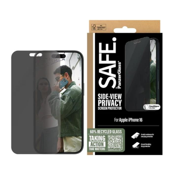 PanzerGlass SAFE. Privacy Screen Protector Apple iPhone 16, 15 | Ultra-Wide Fit i gruppen SMARTTELEFON & NETTBRETT / Mobilbeskyttelse / Apple / iPhone 16 hos TP E-commerce Nordic AB (D10270)