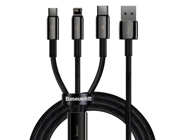 Baseus Tungsten Gold 3-in-1 USB Kabel i gruppen SMARTTELEFON & NETTBRETT / Ladere og Kabler / Kabler / Kabler Lightning hos TP E-commerce Nordic AB (D10323)