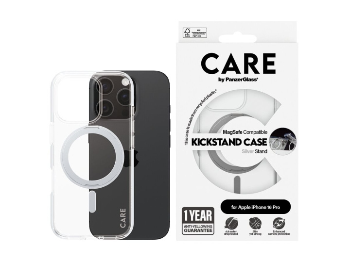 PanzerGlass CARE by PanzerGlass Protective Cover Silver Transparent i gruppen SMARTTELEFON & NETTBRETT / Mobilbeskyttelse / Apple / iPhone 16 hos TP E-commerce Nordic AB (D10370)