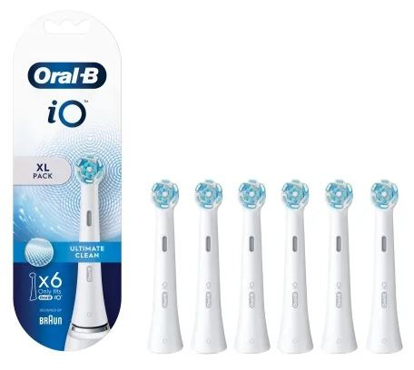 Oral B iO Ultimate Clean Brush heads, White 6 pcs i gruppen HELSE OG SKJØNNHET / Munnpleie / Elektriske tannbørster tilbehør hos TP E-commerce Nordic AB (D10462)