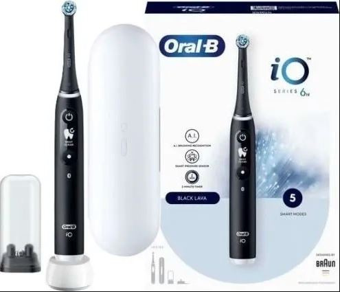 Oral B iO Series 6 Electric Toothbrush, Black Onyx i gruppen HELSE OG SKJØNNHET / Munnpleie / Elektriske tannbørster hos TP E-commerce Nordic AB (D10465)