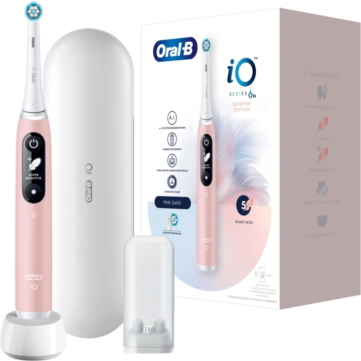 Oral B iO Series 6 Pink Sand + Etui i gruppen HELSE OG SKJØNNHET / Munnpleie / Elektriske tannbørster hos TP E-commerce Nordic AB (D10472)