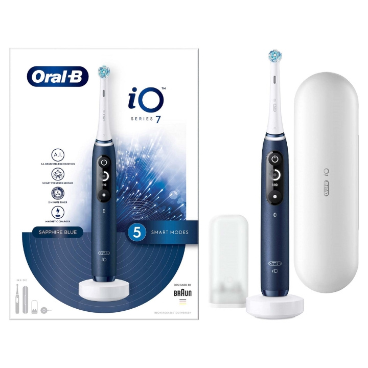 Oral B iO Series 7 Electric toothbrush, Blue i gruppen HELSE OG SKJØNNHET / Munnpleie / Elektriske tannbørster hos TP E-commerce Nordic AB (D10477)