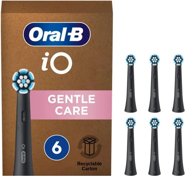 Oral B iO Gentle Care 6-Pack Black i gruppen HELSE OG SKJØNNHET / Makeup / Verktøy og sminkesett / Børster og pensler hos TP E-commerce Nordic AB (D10479)