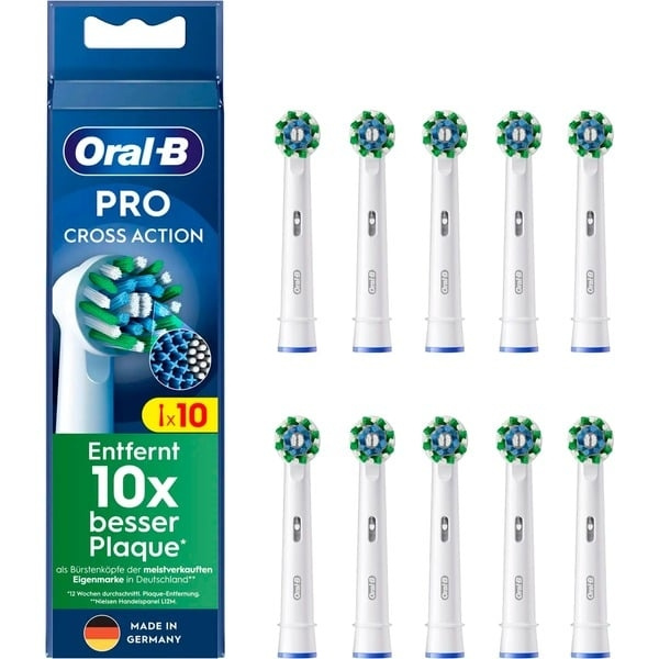 Oral B Cross Action Brush Heads, White 10 pcs i gruppen HELSE OG SKJØNNHET / Munnpleie / Elektriske tannbørster tilbehør hos TP E-commerce Nordic AB (D10481)