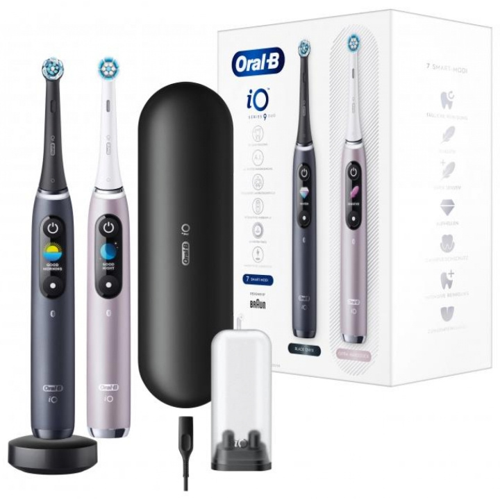 Oral-B iO Series 9S Duo Pack Electric Toothbrushes, Black and Rosé i gruppen HELSE OG SKJØNNHET / Munnpleie / Elektriske tannbørster hos TP E-commerce Nordic AB (D10496)