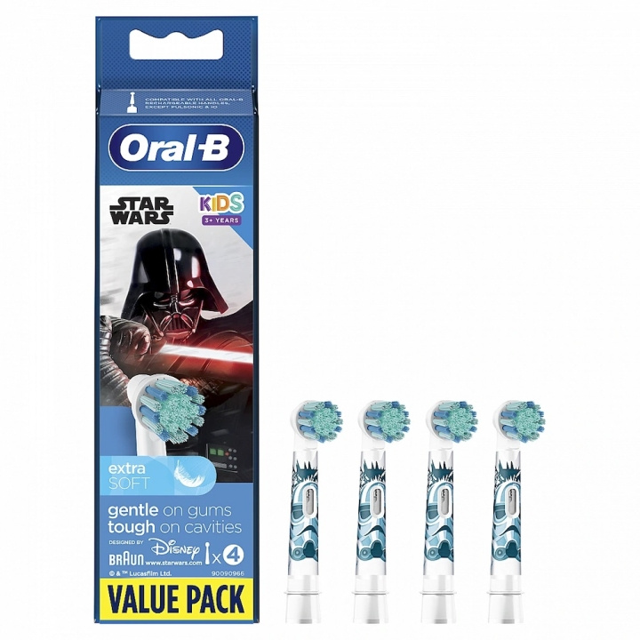 Braun Oral-B Kids Star Wars, 4 st. Extra tandborsthuvuden i gruppen HELSE OG SKJØNNHET / Munnpleie / Elektriske tannbørster tilbehør hos TP E-commerce Nordic AB (D10526)