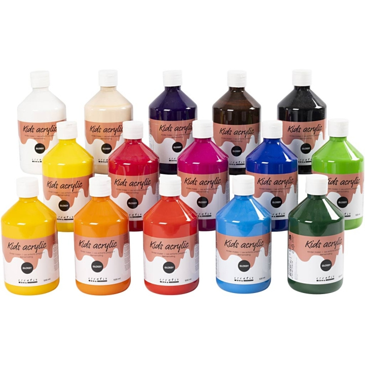 Creative Toys A-Color - Akrylmaling - Glanset - 15 x 500 ml (32000) i gruppen SPORT, FRITID & HOBBY / Hobby / Male & Tegne / Kunstnerfarger / Akryl hos TP E-commerce Nordic AB (D10884)