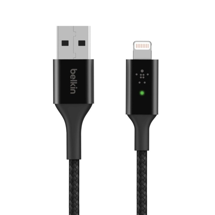 Belkin Smart LED USB-A til Lightning-kabel, svart i gruppen SMARTTELEFON & NETTBRETT / Ladere og Kabler / Kabler / Kabler Lightning hos TP E-commerce Nordic AB (D11256)