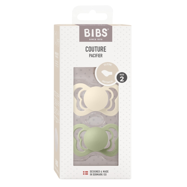 BIBS Smokk Couture 2 PACK - Elfenben/Sage - Størrelse 2 i gruppen LEKER, BARN OG BABY / Babyprodukter / Smokker & Tannringer hos TP E-commerce Nordic AB (D11293)