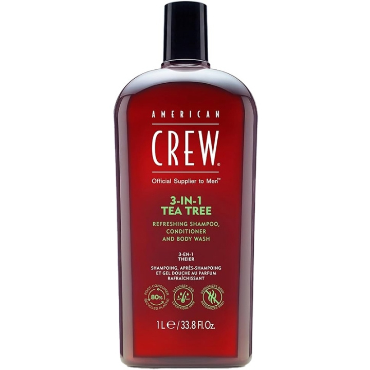 American Crew 3-in-1 Tea Tree 1000ml i gruppen HELSE OG SKJØNNHET / Hår & styling / Hårpleie / Sjampo hos TP E-commerce Nordic AB (D11559)