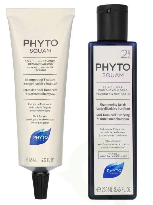 Phyto Phytosquam Purifying Shampoo Duo Set 375 ml Vedlikeholdssjampo 250 ml/behandlingssjampo 125 ml i gruppen HELSE OG SKJØNNHET / Hår & styling / Hårpleie / Sjampo hos TP E-commerce Nordic AB (D11771)