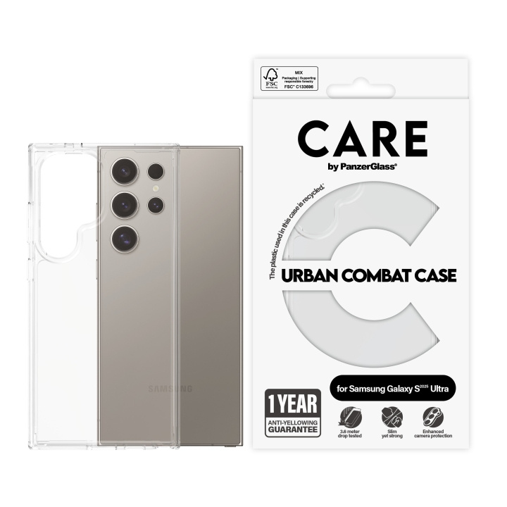 CARE by PanzerGlass - Flagship Case Transparent Urban Combat m. klar ramme Samsung Galaxy S25 Ult i gruppen SMARTTELEFON & NETTBRETT / Mobilbeskyttelse / Samsung hos TP E-commerce Nordic AB (D12470)