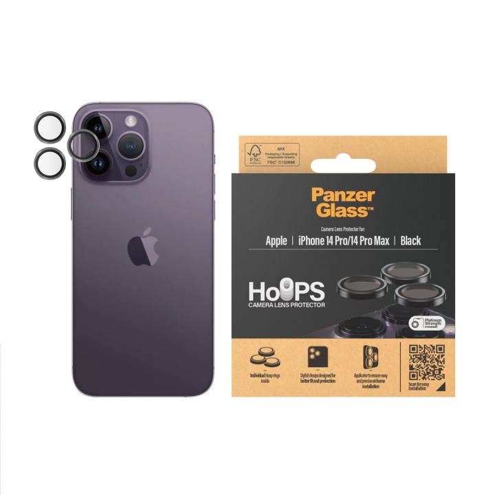 PanzerGlass Hoops kameralinsebeskytter til iPhone 14 Pro/14 Pro Max - Svart i gruppen SMARTTELEFON & NETTBRETT / Mobilbeskyttelse / Apple / iPhone 14 hos TP E-commerce Nordic AB (D12558)