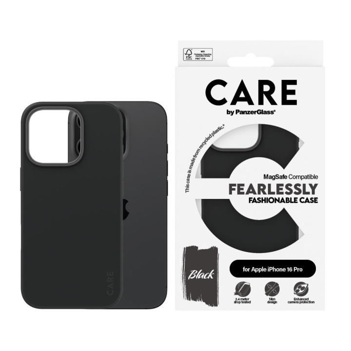 CARE by PanzerGlass - Etui - Svart - MagSafe - iPhone 16 Pro i gruppen SMARTTELEFON & NETTBRETT / Mobilbeskyttelse / Apple / iPhone 16 hos TP E-commerce Nordic AB (D12571)