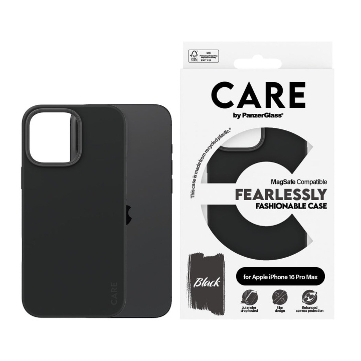 CARE by PanzerGlass - Etui - Svart m. MagSafe - iPhone 16 Pro Max i gruppen SMARTTELEFON & NETTBRETT / Mobilbeskyttelse / Apple / iPhone 16 hos TP E-commerce Nordic AB (D12573)