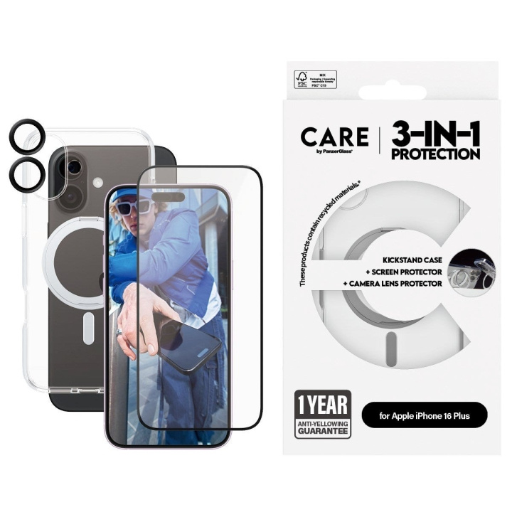 CARE by PanzerGlass - Feature 3-i-1 keramikkpakke - iPhone 16 Plus i gruppen SMARTTELEFON & NETTBRETT / Mobilbeskyttelse / Apple / iPhone 16 hos TP E-commerce Nordic AB (D12606)