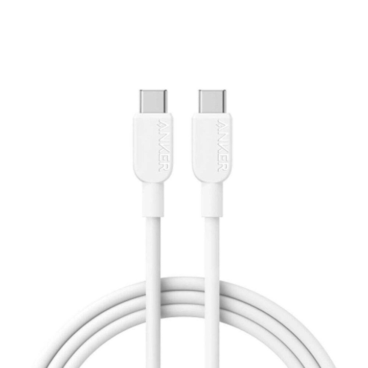 Anker USB-C til USB-C-kabel (3 fot, 240 W, flettet) - hvit i gruppen Datautstyr / Kabler og adaptere / USB / USB-C hos TP E-commerce Nordic AB (D12697)