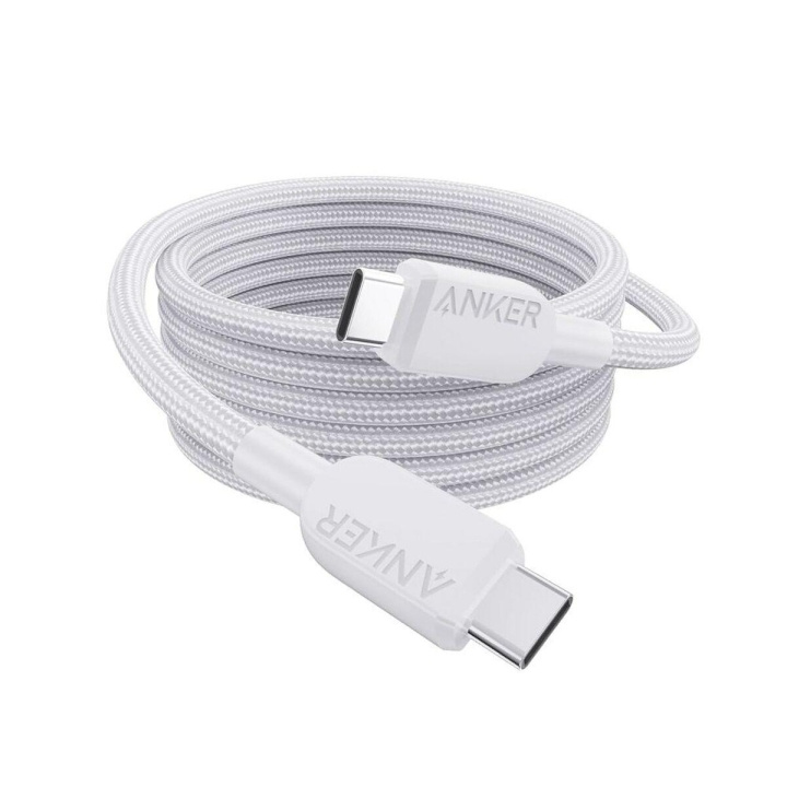 Anker USB-C til USB-C-kabel (6 fot, 240 W, flettet) - hvit i gruppen Datautstyr / Kabler og adaptere / USB / USB-C hos TP E-commerce Nordic AB (D12698)