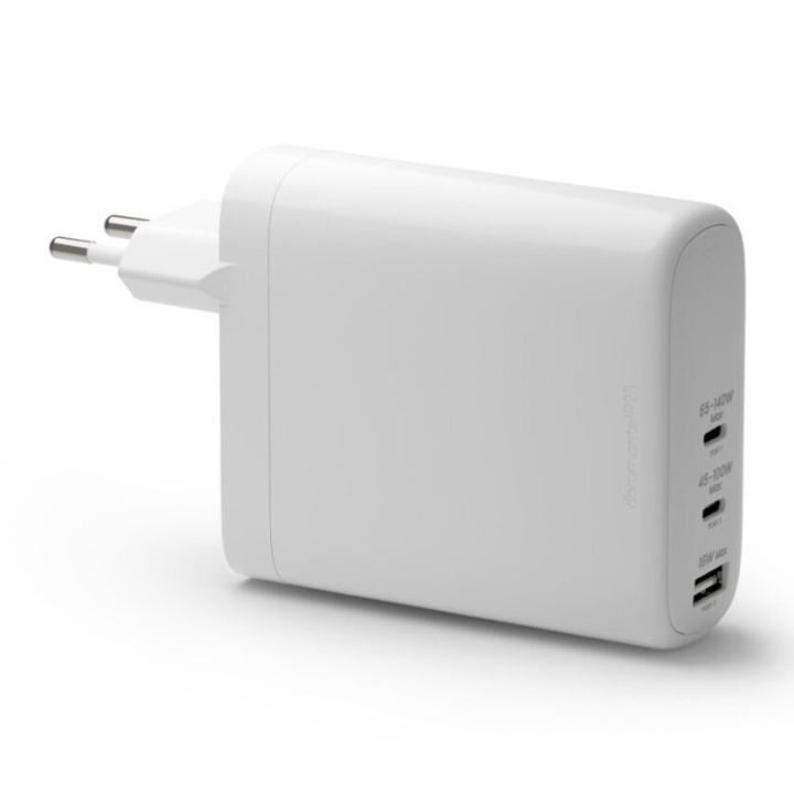 dbramante1928 Re-charge - Vegglader GaN - USB-C 140W+100W+18W EU - Hvit i gruppen SMARTTELEFON & NETTBRETT / Ladere og Kabler / Vegglader / Vegglader Type C hos TP E-commerce Nordic AB (D12816)