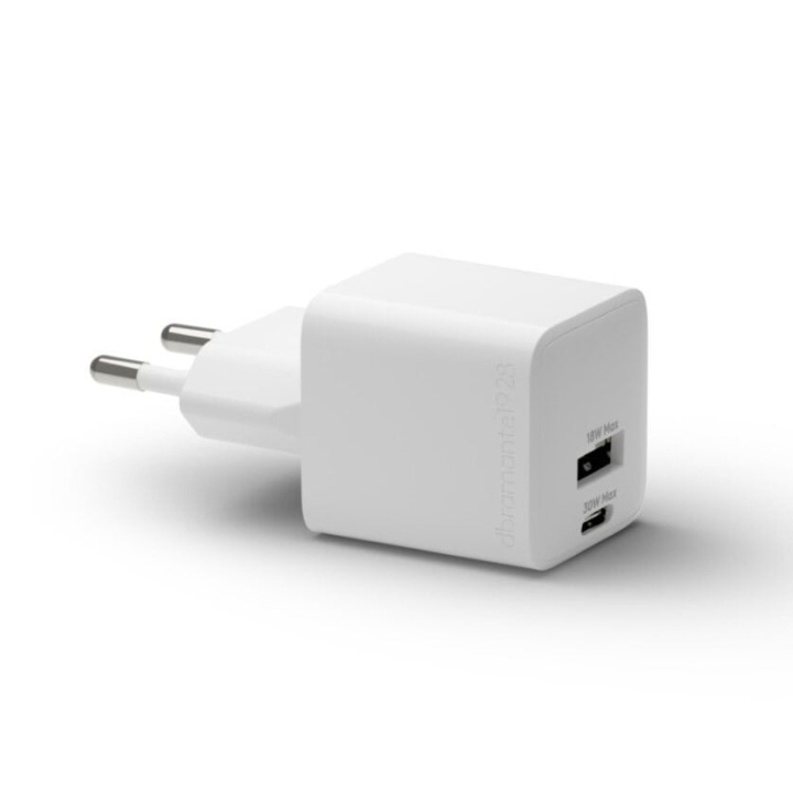 dbramante1928 Re-charge - Vegglader GaN - USB-C+USB-A 30W+18W EU - Hvit i gruppen SMARTTELEFON & NETTBRETT / Ladere og Kabler / Vegglader / Vegglader Type C hos TP E-commerce Nordic AB (D12823)