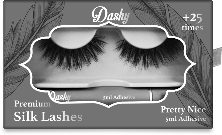 Dashy Premium silkevipper + 5 ml lim Pretty Nice i gruppen HELSE OG SKJØNNHET / Makeup / Øyne og øyebryn / Løsvipper hos TP E-commerce Nordic AB (D12905)