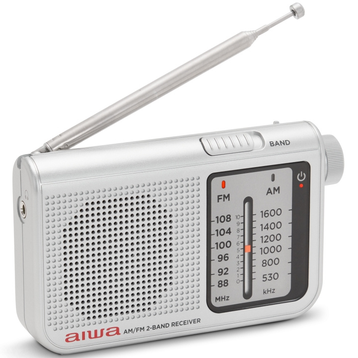 AIWA Pocket-radio med FM/MW Silver i gruppen Elektronikk / Lyd & Bilde / Hjemmekino, HiFi og bærbar / Radio & Vekkerklokker / Radio hos TP E-commerce Nordic AB (D13572)