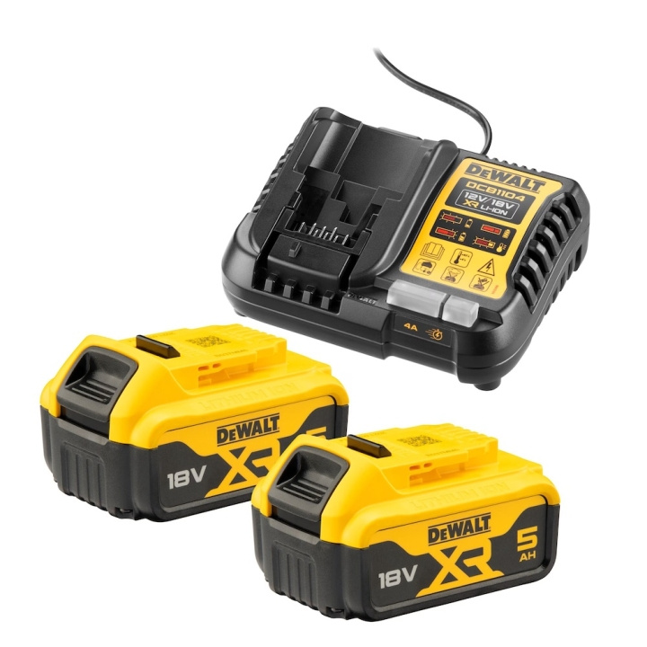 DeWALT DCB1104P2-QW 18V XR Starter Kit med laddare och 2x 5A batterier i gruppen HJEM, HUS OG HAGE / Verktøy / Annet elektrisk verktøy hos TP E-commerce Nordic AB (D13660)