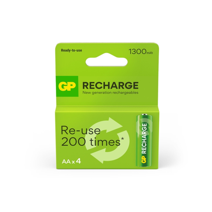 GP Recharge oppladbart batteri, størrelse AA, 1300 mAh, 4-pk i gruppen Elektronikk / Batterier & Ladere / Oppladbare batterier / AA hos TP E-commerce Nordic AB (D13830)