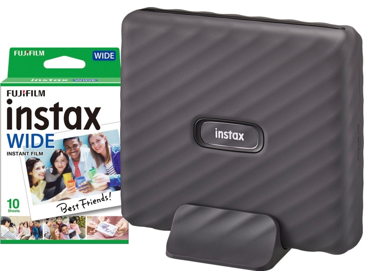 Fuji Instax Link Wide-skriver (grå) + 10-bildepakke i gruppen Elektronikk / Foto og video / Fotograferingsutstyr hos TP E-commerce Nordic AB (D13950)