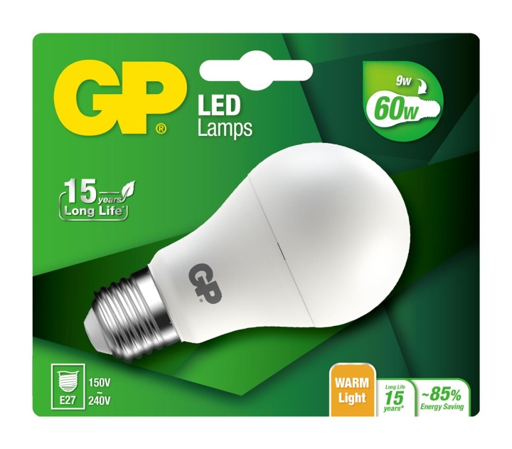 GP LED-lampe Classic, E27, 9W (60W), 806lm i gruppen Elektronikk / Lys / LED-lys hos TP E-commerce Nordic AB (D14192)