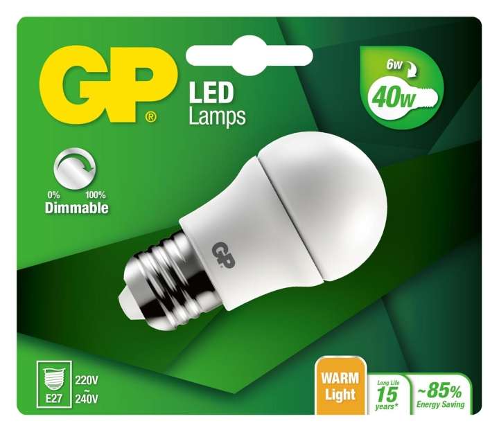 GP LED-lampe Mini Globe, E27, DIM, 6W (40W), 470lm i gruppen Elektronikk / Lys / LED-lys hos TP E-commerce Nordic AB (D14195)