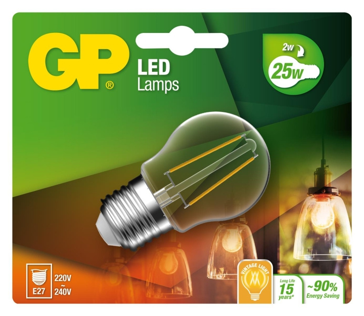 GP LED-lampe Filament Mini Globe, E27, 2W (25W), 250lm i gruppen Elektronikk / Lys / LED-lys hos TP E-commerce Nordic AB (D14196)