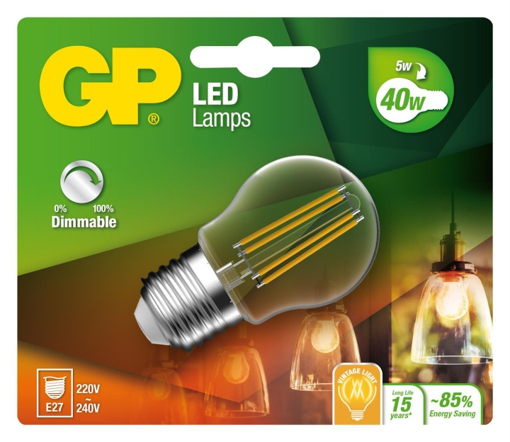 GP - LED-lampe Filament Mini Globe, E27, DIM, 5W (40W), 470lm i gruppen Elektronikk / Lys / LED-lys hos TP E-commerce Nordic AB (D14197)