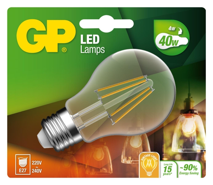 GP LED-lampe Classic Filament, E27, 4W (40W), 470lm i gruppen Elektronikk / Lys / LED-lys hos TP E-commerce Nordic AB (D14198)