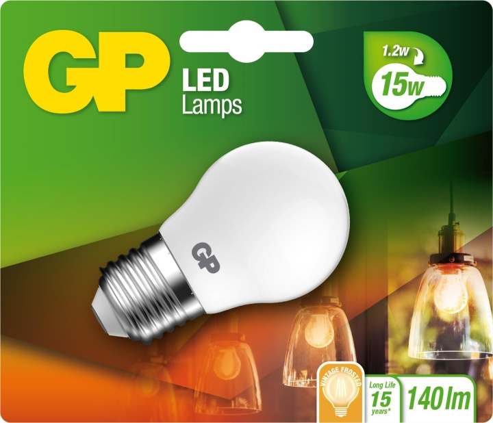 GP LED-lampe Filament Frozen Mini Globe, E27, 1,2W (15W), 136lm i gruppen Elektronikk / Lys / LED-lys hos TP E-commerce Nordic AB (D14222)