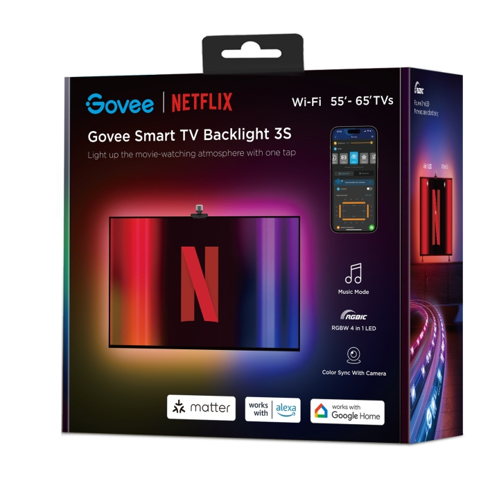 Govee TV Backlight 3 Lite (55-65 tommer) - Netflix Edition - Forbedre seeropplevelsen din i gruppen HJEM, HUS OG HAGE / Smarthus / Smart belysning hos TP E-commerce Nordic AB (D14323)