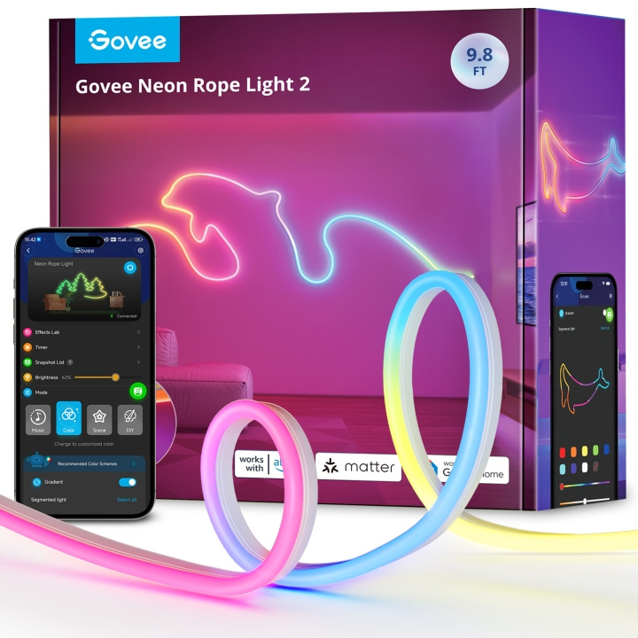 Govee 3M Neon forhåndsinstallert lysstripe i slående hvit i gruppen HJEM, HUS OG HAGE / Smarthus / Smart belysning hos TP E-commerce Nordic AB (D14345)