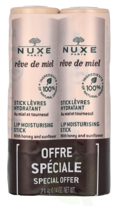 Nuxe Reve De Miel Lip Moisturizing Stick Duo Set 8 g 2x4gr i gruppen HELSE OG SKJØNNHET / Makeup / Lepper / Leppepomade hos TP E-commerce Nordic AB (D14528)