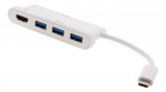 DELTACO USB-C-hub, 1x HDMI 4K ved 30 Hz, 3x USB-A 3.1, hvit DELTACO USB-C-hub, 1x HDMI 4K ved 30 Hz, 3x USB-A 3.1, hvit