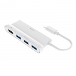 DELTACO USB-C-hub, 1x HDMI 4K ved 30 Hz, 3x USB-A 3.1, hvit DELTACO USB-C-hub, 1x HDMI 4K ved 30 Hz, 3x USB-A 3.1, hvit